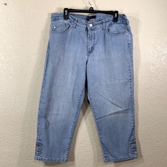 Pants - Anne Klein Denim Jeans Capris Pants Blue 14 Average Flap Back Pockets